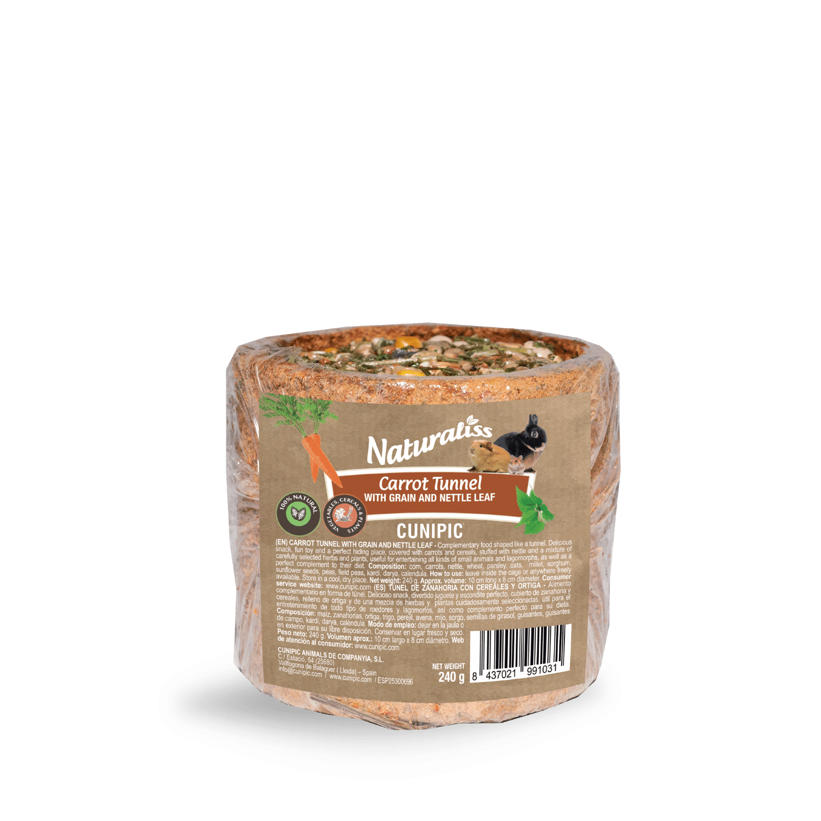 Snack Naturaliss: Túnel de Zanahoria con Grano y Hoja de Ortiga